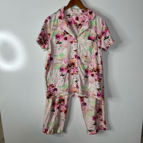 Soft Surroundings Pink Floral Pajama Set Size Medium - Picture 1 of 8